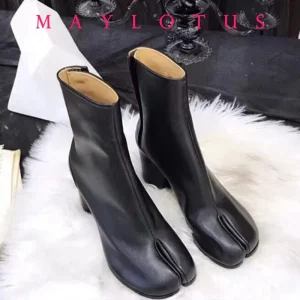 Stivali Tabi con punta divisa Stivali Chelsea Scarpe Tabi Stivali alti in pelle Scarpe a ferro di cavallo Tacchi 3/6/8 cm Scarpe con suola spessa da donna 1