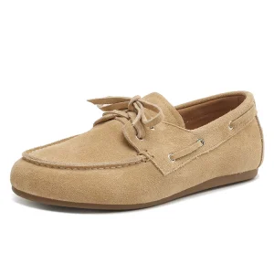 NUOVE scarpe basse da donna di tendenza 2025 in vera pelle primavera autunno scarpe stringate casual da donna taglia oversize appartamenti da donna marrone albicocca 1