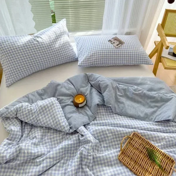 Semplice piumino di lusso Copriletto sottile Biancheria da letto Trapunta estiva scozzese fresca Trapunte estive fronte-retro di alta qualità Trapunta letto matrimoniale 1