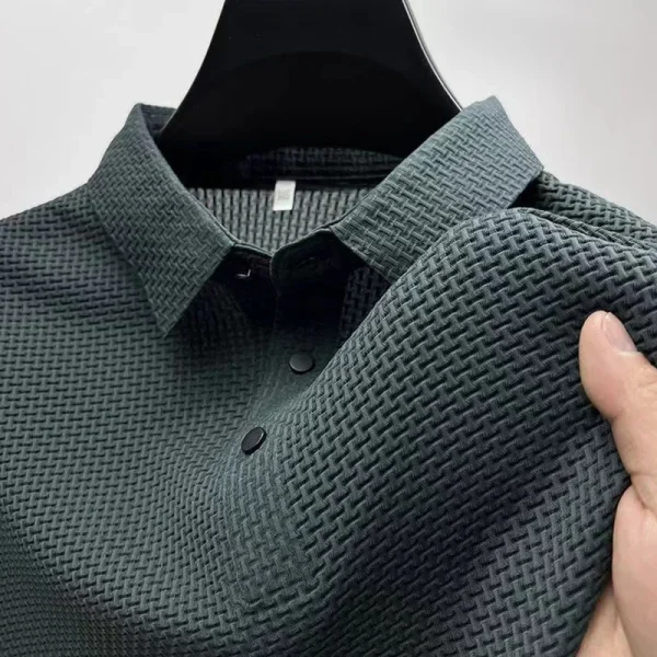 Camicia POLO da uomo nuova business casual a maniche corte con fiore in osso tinta unita moda traspirante comoda estate versatile Top 2