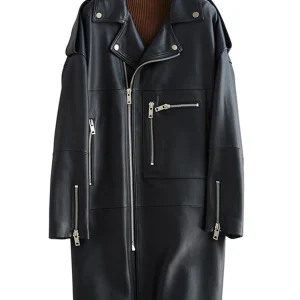 Nerazzurri giacca da donna oversize nera lunga primavera in pelle manica lunga con cerniera a spalla con cerniera cappotto in ecopelle allentato taglie forti 1