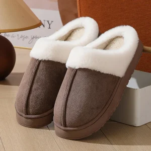 Asgard Pantofole da donna in peluche Suola spessa Scivoli fuzzy da esterno antiscivolo Inverno Nuovo collo in pelliccia Scarpe di cotone Pantofola invernale calda per la casa 1
