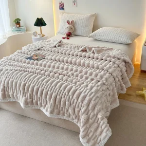 Coperta di peluche coniglio addensato quattro stagioni coperta di peluche di bambù scialle da ufficio coperta per pisolino letto 1