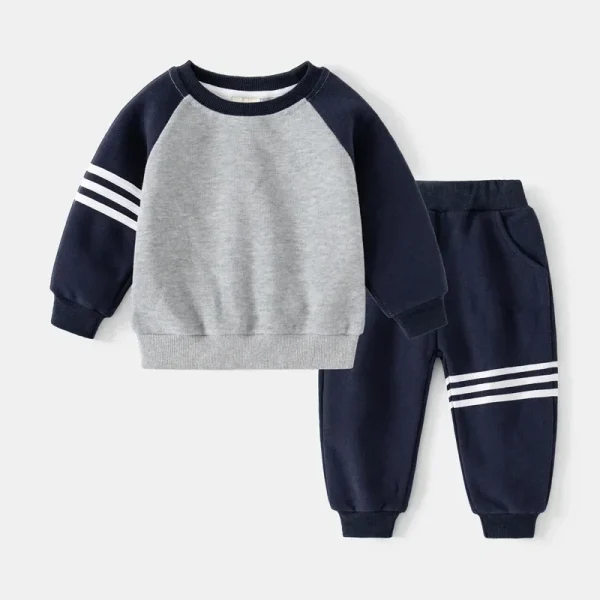 Nuova Primavera Autunno Set di vestiti per bambini Patchwork di colori Bambini Ragazzi Set di due pezzi Bambini Ragazzo Casual Tuta Abiti Top Pantaloni 5