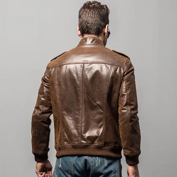 Gli uomini di pelle di cinghiale moto giacca di pelle vera imbottitura di cotone di inverno caldo cappotto uomo giacca di Pelle Genuine 4