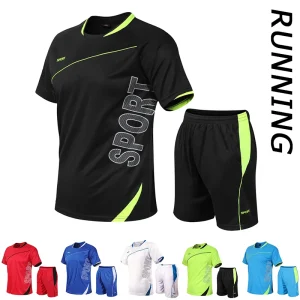 2 pz/set tuta da uomo palestra Fitness badminton tuta sportiva abbigliamento da corsa Jogging abbigliamento sportivo esercizio allenamento set abbigliamento sportivo 1