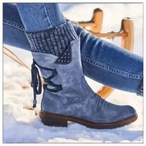 Stivali invernali da donna a metà polpaccio Scarpe invernali Stivali da neve moda donna Scarpe alte in pelle scamosciata Botas 2023 1