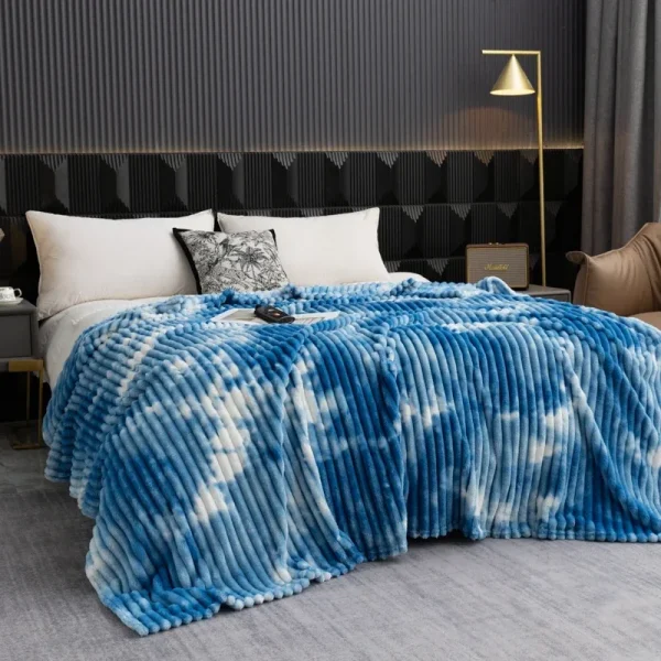 Coperta di alta qualità per letti Tintura per cravatte Manta calda Coperta singola/Queen/King in pile di flanella Thow Coperta per divano scozzese calda e spessa - immagine 3