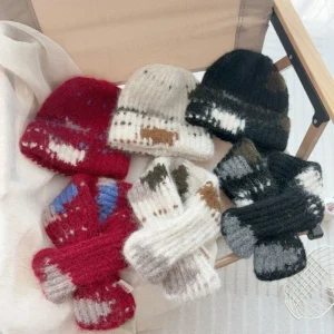 Mantieni caldo cappello lavorato a maglia sciarpa Corea berretti per bambini autunno inverno berretto per bambini berretti di protezione per le orecchie per bambini per ragazze ragazzi 1