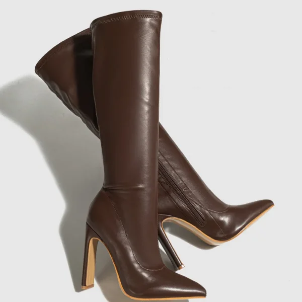 Inverno di Nuovo Modo Stivali Al Ginocchio Donne Punta A Punta Elegante Sottile Tacco Alto Casual Pompe Da Donna Scarpe Lunghe Botas Mujer 4