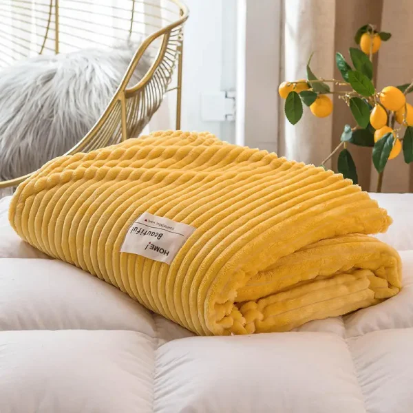 Coperte per letti Tinta unita giallo Morbida calda 300GSM Coperta in flanella quadrata scozzese sulla coperta da tiro con spessore del letto 2