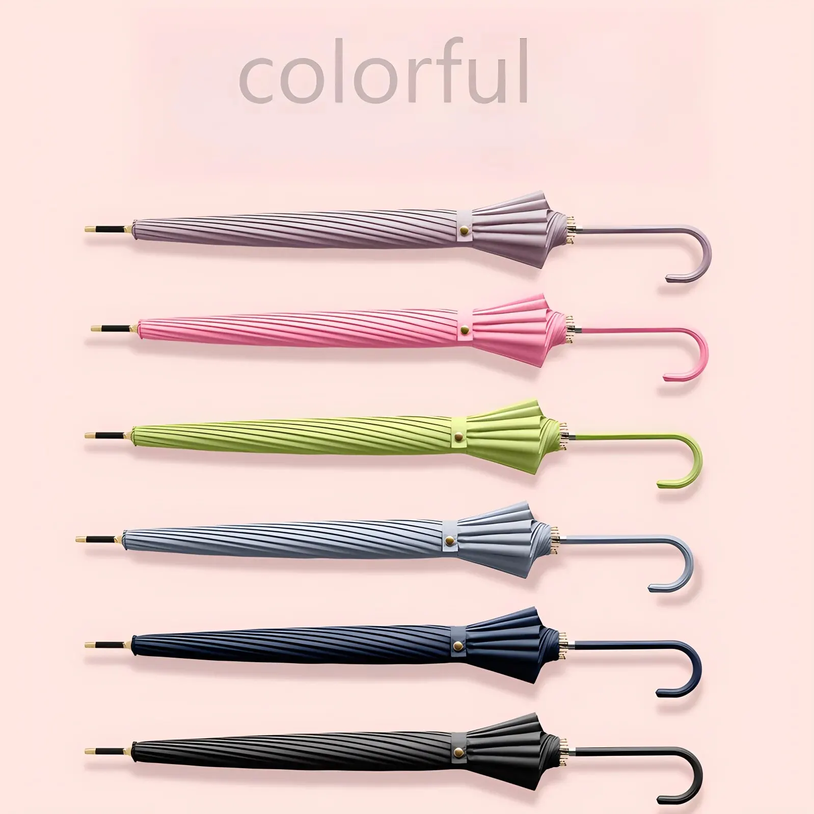 Ombrello giapponese con manico lungo per uso sia soleggiato che piovoso, colla nera di grandi dimensioni resistente alla tempesta 16 ossa automatico Waterpr 2