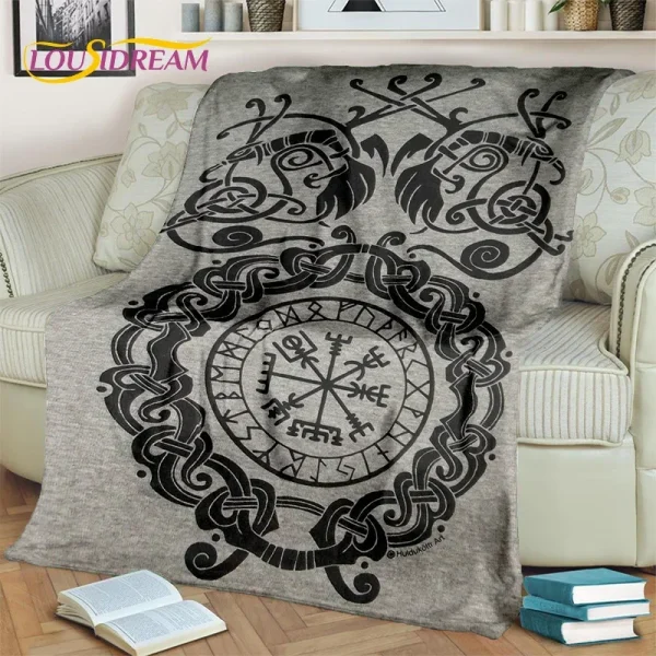 Viking Norse mitologia Fenrir Crow coperta, flanella coperta per la casa camera da letto divano letto Picnic ufficio escursionismo tempo libero pisolino regalo 3