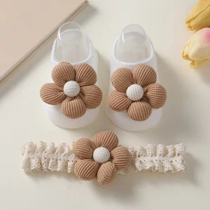 Baywell 2 pz/set neonate fascia calzini Set neonate fiori carini bambino principessa calzino autunno accessori per capelli infantili 1
