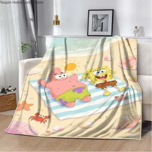 SpongeBob calda flanella soffice coperta da campeggio per bambini divano lancio bambino adulto divano letto coperta copertura regalo da viaggio 1