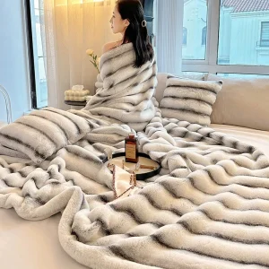 Maillard Pelliccia di coniglio finta Mantieni calda coperta Autunno Inverno Coperta da letto spessa e confortevole di fascia alta per copridivano morbido e soffice 1