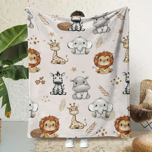 Adorabile coperta da safari: abbraccia il simpatico design di animali, tessuto ultra morbido e vibrazioni accoglienti per l'arredamento della stanza del tuo bambino 1