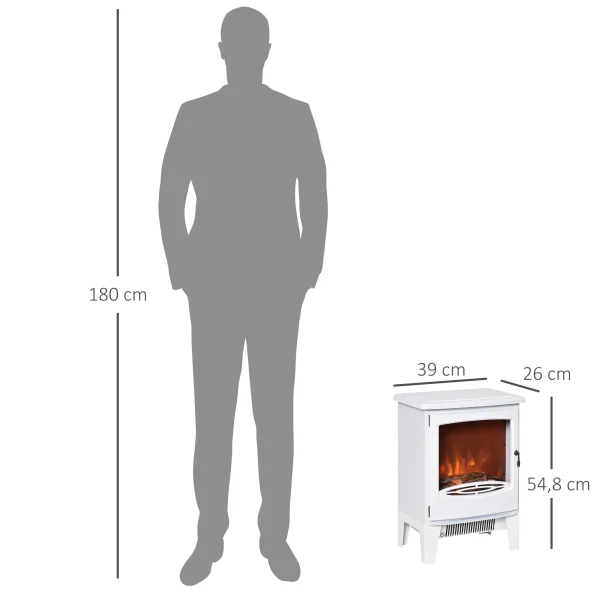 Camino elettrico HOMCOM 900/1800W fiamma simulata e termostato 39x26x54,8 cm 3