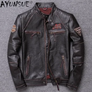 AYUNSUE primavera 100% giacca in pelle Geunine uomo autunno cappotto da moto giacche in pelle bovina sottile abbigliamento uomo Chaquetas Hombre WPY4126 1
