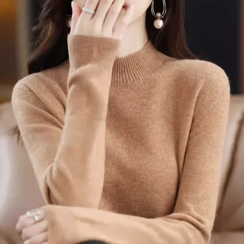 Maglione da donna autunno inverno Camicie casual con fondo caldo Collo a lupetto Maglieria basic Pullover a maniche lunghe Maglione alla moda coreana 2