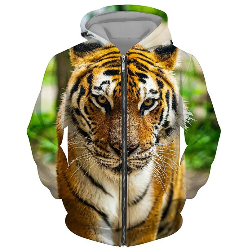 Felpe con cerniera primaverili e autunnali Felpe con cappuccio con cerniera con stampa 3D The Lion da uomo Felpe Abbigliamento casual da uomo Cappotti da donna 2