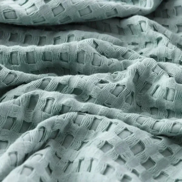 2024 Estate Waffle Plaid Coperta da letto in cotone Coperta da tiro Trapunta sottile Copriletto lavorato a maglia Home Hotel Coperte Verde Rosa Coperte da tiro 5