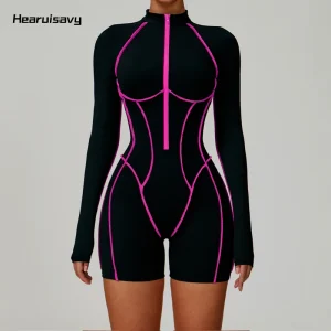 Hearuisavy Tuta sportiva da fitness ad alta intensità da donna Tuta intera da yoga senza schienale casual Tuta da allenamento per palestra ad asciugatura rapida 1