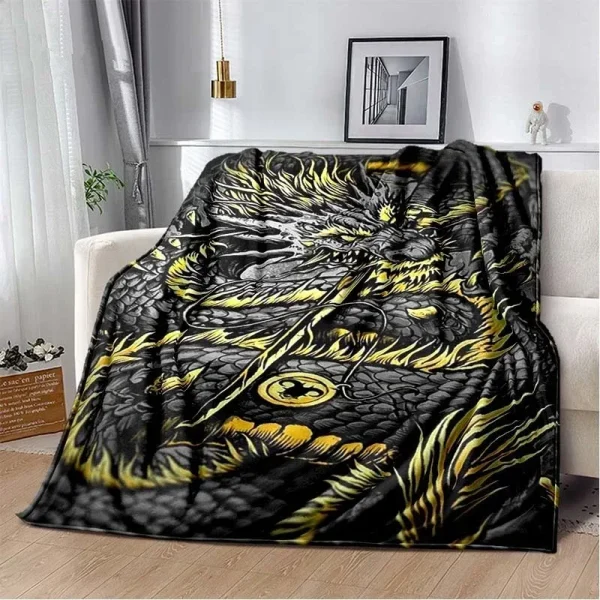 Coperte da tiro alla moda con drago cinese, copriletti morbidi in flanella calda e accogliente per divano letto, viaggi, campeggio, regali di compleanno di Natale 4