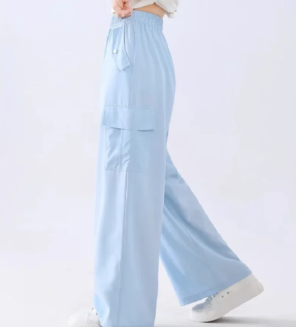 Pantaloni a gamba larga per ragazze Pantaloni in seta di ghiaccio per bambini Nuovi pantaloni anti-zanzara Abbigliamento sportivo per adolescenti Pantaloni cargo streetwear per bambini 6