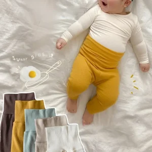 4991 Pantaloni per bambini 2024 Inverno Primavera Ins Pantaloni a vita alta per la pancia Leggings in cotone per neonati più pantaloni spessi in velluto 2 stili 1