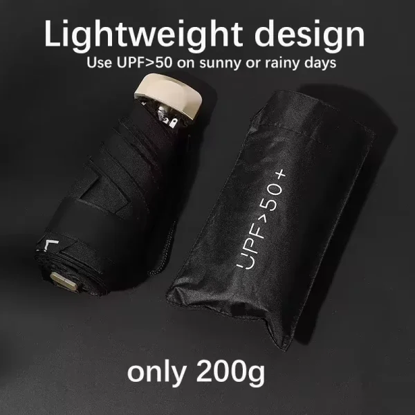Mini ombrellone da viaggio, piccolo ombrellone per borsetta con custodia per sole e pioggia, ombrellone con protezione UV leggero 1