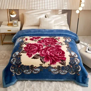 Coperta da letto extra accogliente Coperta da letto in peluche pesante Lussuosa coperta in flanella con stampa floreale a doppio strato per un massimo comfort per il letto 1