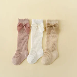 New Summer Infant Baby Socks Girls neonato Mather Kids Cute children's High Knee Bow Socks Toddler calzini lunghi antiscivolo in cotone 1