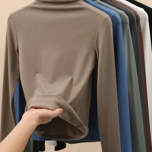 Mezza dolcevita Modal Bottoming Shirt donna autunno inverno nuova usura interna moda Slim nero addensato manica lunga Top Pullover 1