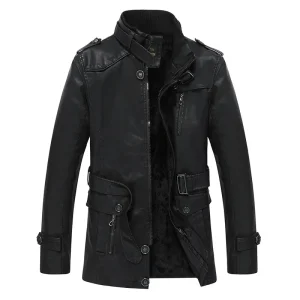 Nuove giacche in pelle da uomo autunno Casual moto PU giacca Biker cappotti in pelle abbigliamento di marca giacche lunghe in pelle da uomo in pile 1