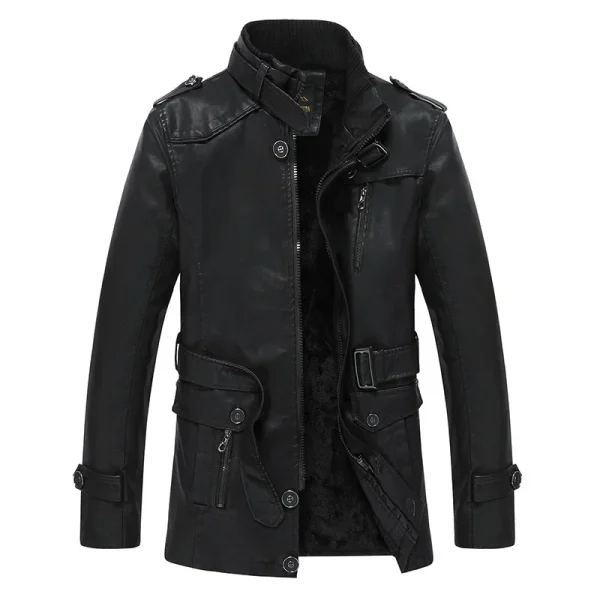Nuove giacche in pelle da uomo autunno Casual moto PU giacca Biker cappotti in pelle abbigliamento di marca giacche lunghe in pelle da uomo in pile 1