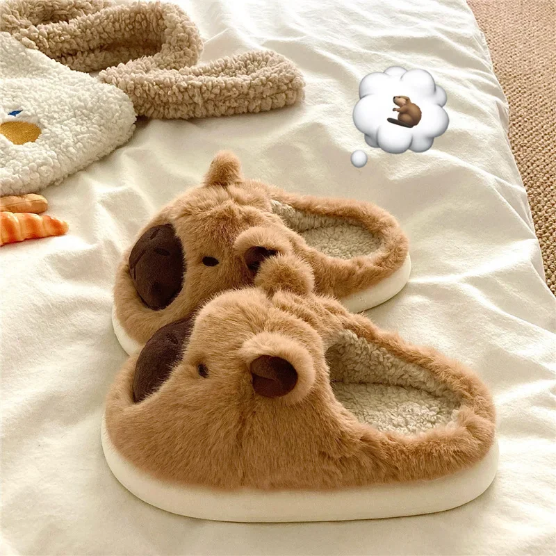 Pantofole Capybara Donna Inverno Una parola Cotone Cartoon Anime Cute Student Camera da letto Pantofole calde in pelle scamosciata Scarpe basse antiscivolo 6