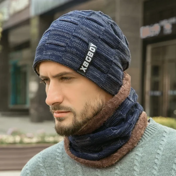 Cappello invernale per uomo donna pullover cappello sciarpa vestito più velluto foderato in pile bambini spesso caldo berretto cappello lavorato a maglia maschile berretti 4