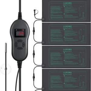 LUXBIRD Tappetino termico per piantine da 2/4 pezzi con controller termostato digitale Tappetino impermeabile da 10" x 20,75" per la germinazione, la produzione di birra 1