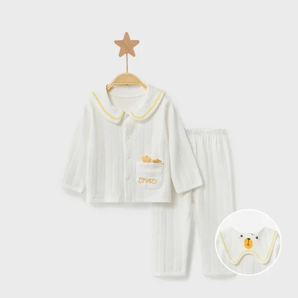 Set intimo per bambini Pigiama in morbido cotone per bambini Ragazzi Ragazze Bambino Primavera Autunno Simpatico cartone animato Manica lunga Indumenti da notte per la casa 4