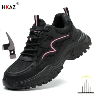 Scarpe antinfortunistiche da lavoro per donna Scarpe da ginnastica da lavoro traspiranti Scarpe con punta in acciaio Scarpe protettive di sicurezza antiforatura Scarpe antiscivolo 1