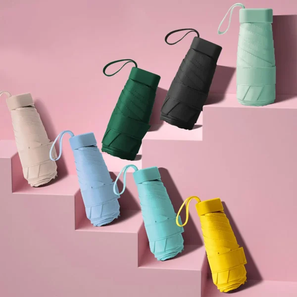 Ombrello pieghevole piccolo Ombrellone da pioggia Mini tasca Ombrellone da viaggio portatile impermeabile anti-UV 2