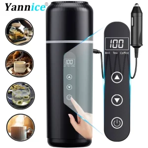 Bollitore elettrico 12V 24V tazza riscaldante per auto portatile 500 ml riscaldamento da viaggio artefatto isolante intelligente in acciaio inossidabile display OLED 1