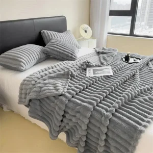 Coperta da letto calda autunnale in velluto imitazione coniglio o coperta e federa Coperte da divano invernali morbide e calde per coperte da lancio 1