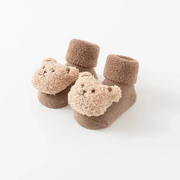 Nuovi calzini per bambini con orso simpatico cartone animato per ragazze dei ragazzi inverno morbido cotone antiscivolo solido neonato calzino per bambini addensare Socken 5