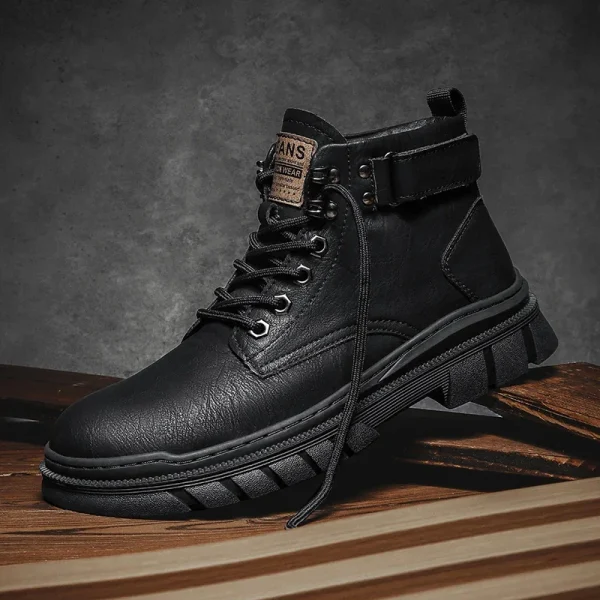 Stivaletti invernali in pelle casual Comodi stivali da moto da uomo Caldi da esterno con pelliccia Botas Scarpe casual classiche da uomo alte 3