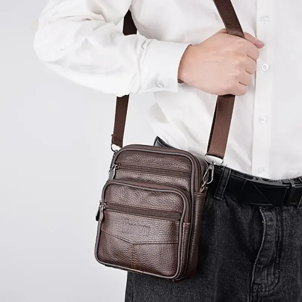 Nuova borsa a tracolla da uomo in vera pelle verticale borsa a tracolla multifunzionale alla moda valigetta borsa a tracolla da viaggio casual 6