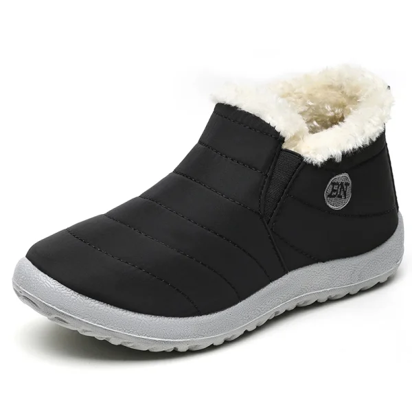Stivali da donna Stivali invernali impermeabili Scarpe di pelliccia Donna Slip On Stivaletti Snow Botas Mujer 2025 Scarpe invernali Coppia stivale corto 4