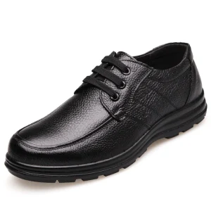 Scarpe in vera pelle Scarpe casual da uomo piatte Pelle bovina Business Brand Calzature maschili Morbide e confortevoli nere 1