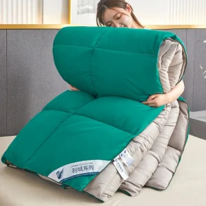 Soffice piumino trapuntato Piumino d'oca verde e grigio Piumino leggero caldo inverno/autunno/primavera Coperta spessa completa Codice trapunta 1